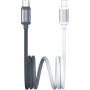USAMS US-SJ757 Двуцветен плетен кабел за зареждане и данни - USB-C към Lightning - 1,2 м - сиво-бял