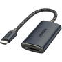 UGREEN 2в1 адаптер с четец за карти - слот за SD / TF карта към USB-C - тъмно сив