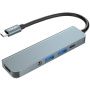 ENKAY 5в1 хъб - HDMI / 3,5 mm жак / USB-C / 2x USB-A към USB-C - сив