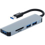 ENKAY 5-в-1 хъб - слот за SD / TF карта / 3x USB-A към USB-A за MacBook - сив