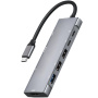 YME68 9v1 хъб - слот за SD / TF карта / HDMI / 3,5 mm жак / 2x USB-C / 3x USB-A към USB-C за MacBook - сив