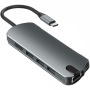 FX-1916 8-в-1 хъб - слот за SD / TF карта / RJ45 / HDMI / USB-C / 3x USB-A към USB-C - сив