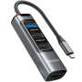 Yesido HB23 5в1 хъб - Display Port / USB-C / 3x USB-A към USB-C - сив