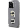 Karl Lagerfeld Grained K&CH Heads калъф за iPhone 16 Pro - сив