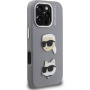 Karl Lagerfeld Grained K&CH Heads калъф за iPhone 16 Pro - сив