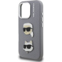 Karl Lagerfeld Grained K&CH Heads калъф за iPhone 16 Pro - сив