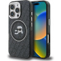 Karl Lagerfeld IML K&CH Heads Repeated Logo блестящ калъф с MagSafe за iPhone 16 Pro - черен