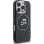 Karl Lagerfeld IML K&CH Heads Repeated Logo блестящ калъф с MagSafe за iPhone 16 Pro - черен