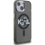 Karl Lagerfeld IML Glitter Karl and Choupette Sketch блестящ калъф с MagSafe за iPhone 15 - сив