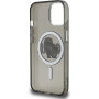 Karl Lagerfeld IML Glitter Karl and Choupette Sketch блестящ калъф с MagSafe за iPhone 15 - сив