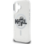 Karl Lagerfeld IML Glitter Karl and Choupette Sketch блестящ калъф с MagSafe за iPhone 16 - сребърен