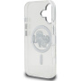 Karl Lagerfeld IML Glitter Karl and Choupette Sketch блестящ калъф с MagSafe за iPhone 16 - сребърен