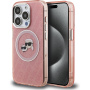 Karl Lagerfeld IML K&CH Heads Repeated Logo блестящ калъф с MagSafe за iPhone 15 Pro Max - розов