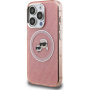 Karl Lagerfeld IML K&CH Heads Repeated Logo блестящ калъф с MagSafe за iPhone 15 Pro Max - розов