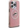 Karl Lagerfeld IML K&CH Heads Repeated Logo блестящ калъф с MagSafe за iPhone 15 Pro Max - розов