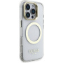 Guess IML Gold Outline кейс със сгъваема стойка и MagSafe за iPhone 16 Pro - прозрачен