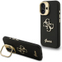 Guess Grained 4G Logo калъф със сгъваема стойка за iPhone 16 - черен