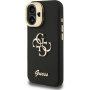 Guess Grained 4G Logo калъф със сгъваема стойка за iPhone 16 - черен