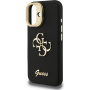 Guess Grained 4G Logo калъф със сгъваема стойка за iPhone 16 - черен
