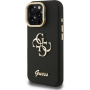 Guess Grained 4G Logo калъф с изскачаща стойка за iPhone 16 Pro - черен