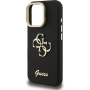 Guess Grained 4G Logo калъф с изскачаща стойка за iPhone 16 Pro - черен