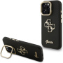 Guess Grained 4G Logo калъф със сгъваема стойка за iPhone 16 Pro Max - черен