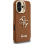 Guess Grained 4G Logo калъф с изскачаща стойка за iPhone 16 - кафяв