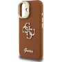 Guess Grained 4G Logo калъф с изскачаща стойка за iPhone 16 - кафяв