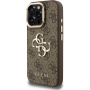 Guess 4G Metal Logo калъф с изскачаща стойка за iPhone 16 Pro Max - кафяв