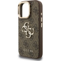 Guess 4G Metal Logo калъф с изскачаща стойка за iPhone 16 Pro Max - кафяв
