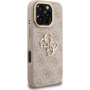 Guess 4G Metal Logo калъф с изскачаща стойка за iPhone 16 Pro Max - розов