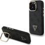Guess 4G Strass Triangle Logo калъф със сгъваема стойка и MagSafe за iPhone 16 Pro Max - сив