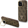 Guess 4G Strass Triangle Logo калъф със сгъваема стойка и MagSafe за iPhone 16 Pro Max - кафяв