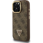 Guess 4G Strass Triangle Logo калъф със сгъваема стойка и MagSafe за iPhone 16 Pro Max - кафяв