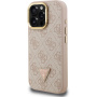 Guess 4G Strass Triangle Logo калъф със сгъваема стойка и MagSafe за iPhone 16 Pro Max - розов