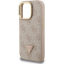 Guess 4G Strass Triangle Logo калъф със сгъваема стойка и MagSafe за iPhone 16 Pro Max - розов