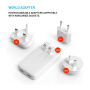 FIXED Slim Traveller GaN универсален адаптер за пътуване с портове 2x USB-C и щепсели - 45W - бял