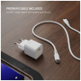 FIXED Mini GaN комплект адаптер с USB-C порт и USB-C към USB-C кабел - 30W - 1,2 m - бял
