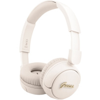 Безжични слушалки Guess Script Metal Logo - бежови