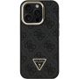 Guess 4G Strass Triangle Logo калъф със сгъваема стойка и MagSafe за iPhone 16 Pro Max - сив