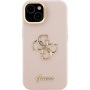 Калъф Guess Grained 4G Logo със сгъваема стойка за iPhone 13 - розов