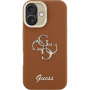 Guess Grained 4G Logo калъф с изскачаща стойка за iPhone 16 - кафяв