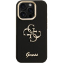 Guess Grained 4G Logo калъф с изскачаща стойка за iPhone 16 Pro - черен