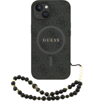 Калъф Guess 4G Colored Ring Strap с лента и MagSafe за iPhone 14 - сив