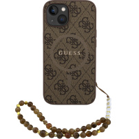 Калъф Guess 4G Colored Ring Strap с лента и MagSafe за iPhone 15 - кафяв