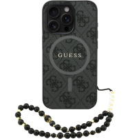 Калъф Guess 4G Colored Ring Strap с лента и MagSafe за iPhone 15 Pro - сив