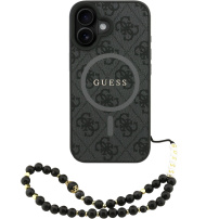 Калъф Guess 4G Colored Ring Strap с каишка и MagSafe за iPhone 16 - сив