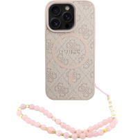 Калъф Guess 4G Colored Ring Strap с каишка и MagSafe за iPhone 16 Pro - розов