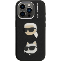 Karl Lagerfeld Grained K&CH Heads кейс за iPhone 15 Pro - черен