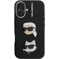 Karl Lagerfeld Grained K&CH Heads калъф за iPhone 16 - черен